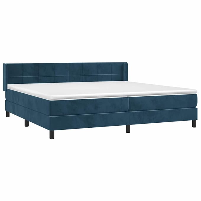 vidaXL - Boxspring - met - matras - fluweel - donkerblauw - 200x200 - cm