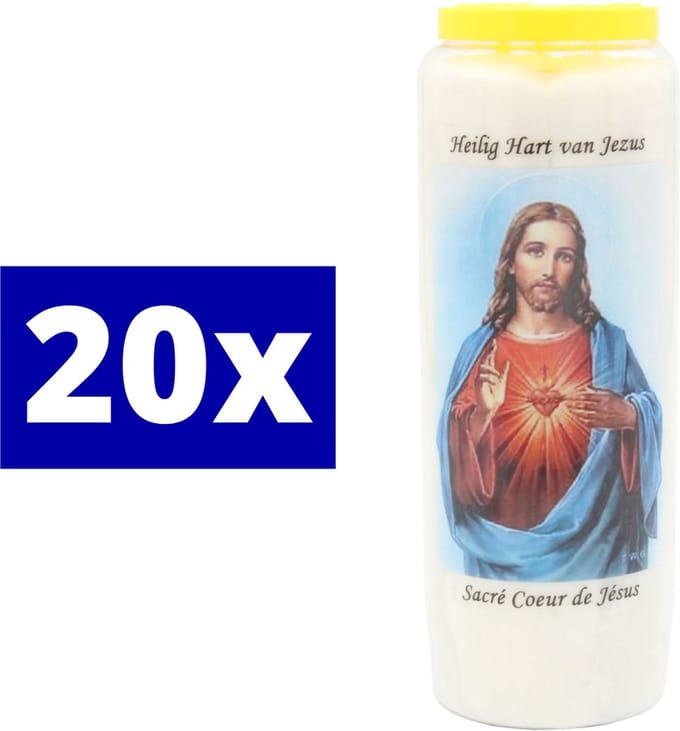 Noveenkaars Heilig hart Jezus 20 stuks - 9 dagenbrander - Met tekst