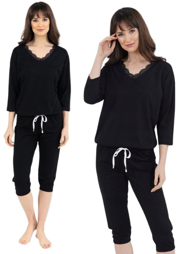 Pyjama Femme Coton Uni Dentelle M Vienetta