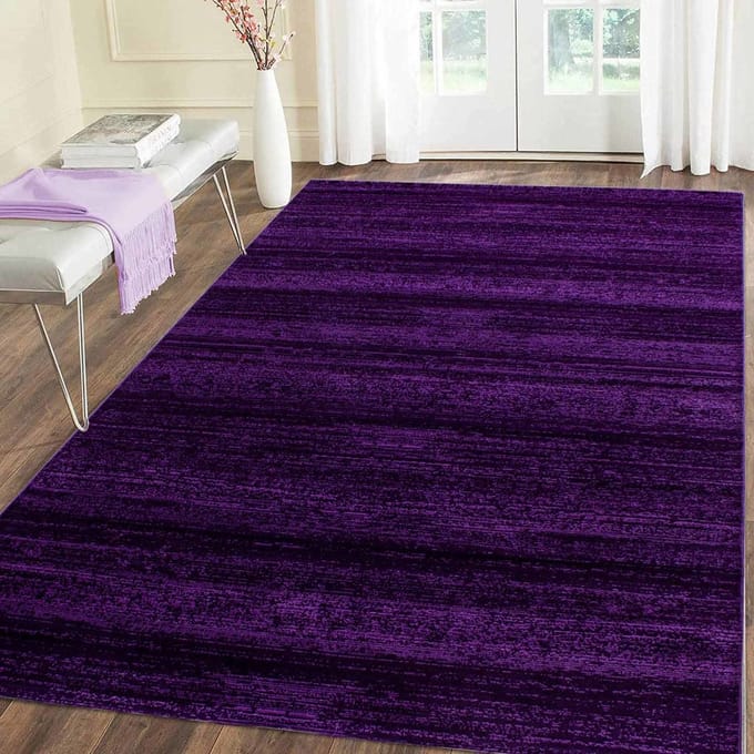 Flycarpets Marlon Vloerkleed Effen Gestreept - Paars - Laagpolig - 120x170 cm