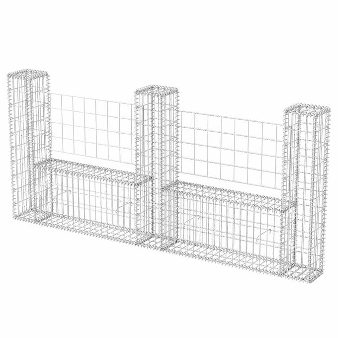 vidaXL - Gabion - mand - U-vormig - 240x20x100 - cm - staal