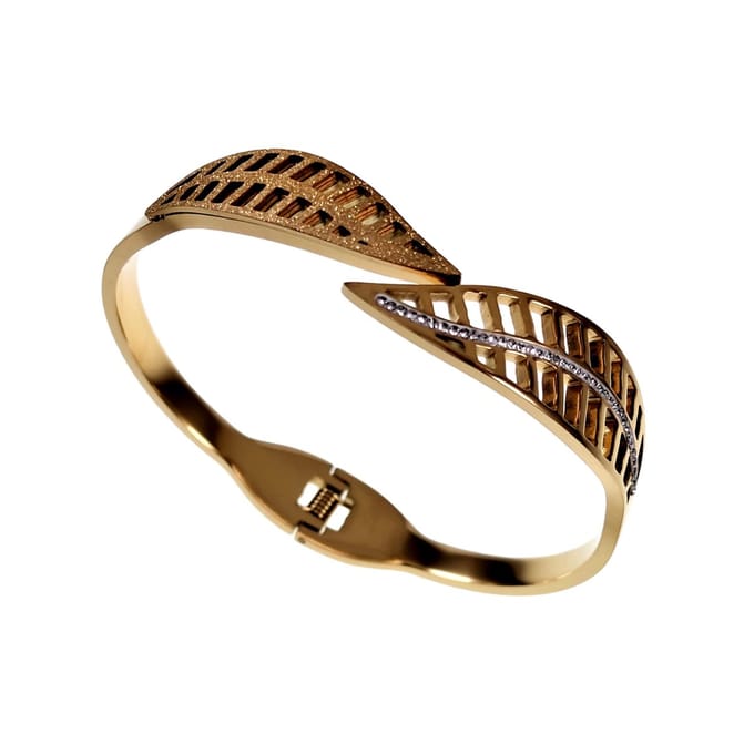 Bangle Armband Dames - Blad Design Armband - Verguld Stalen