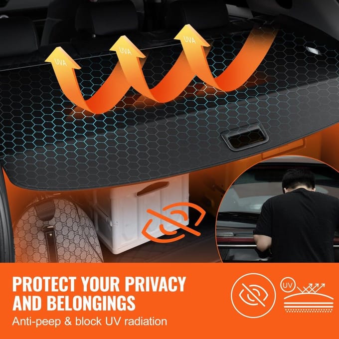 Intrekbare Bagageafdekking voor Toyota RAV4 2019-2024 Upgrade Achterklep Afdekking