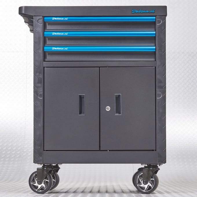 Datona® Gereedschapswagen met 3 laden en kast - Zwart