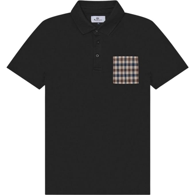 Aquascutum Active Beach Sailor Geruit Zwart Poloshirt