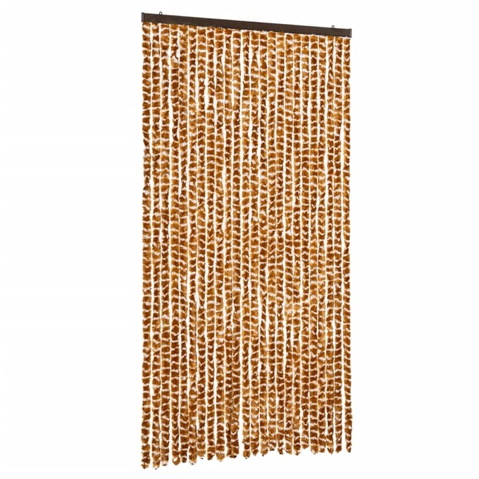 vidaXL - Vliegengordijn - 100x200 - cm - chenille - okerkleurig - en - wit