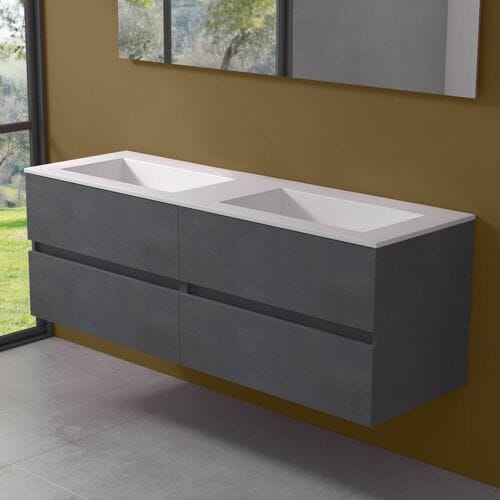 progettobagno Evo 54 Lago double washbasin with vanity unit 160 cm without tap hole MB54E160L2HISRDE4
