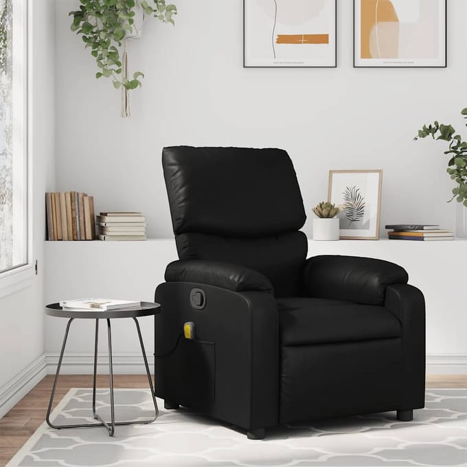 vidaXL - Massagestoel - van - zwart - kunstleer