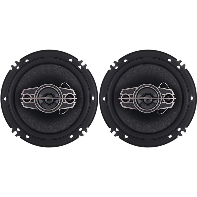 Eén paar 6 inch autostereodeurluidsprekers, 600 watt max., 4-weg, full-range audio, tweeters, coaxiaal black