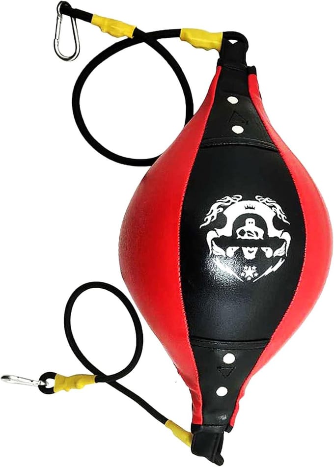 Boksbal Snelheidstrainer - Reflex Bal - Boksen Trainen - Ruitontwerp Grip - 38 x 18 cm - Zwart Rood