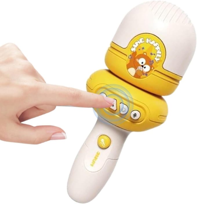Kinder Microfoon - Speelgoed Microfoon - Muziek Maken - Stemvervormer Opname - 20 cm - Geel