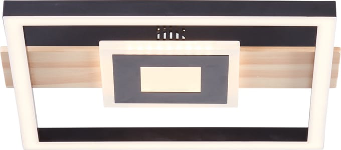 Brilliant Baldo - Plafondlamp - LED 24W - 3000K - Zwart - Hout