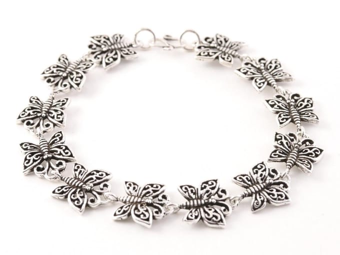 Zilveren armband met vlinders