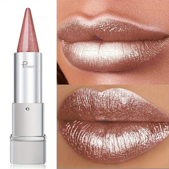 Roségouden Glitter Lipstick - Waterproof Shimmer Lippenstift met Langdurige Glans