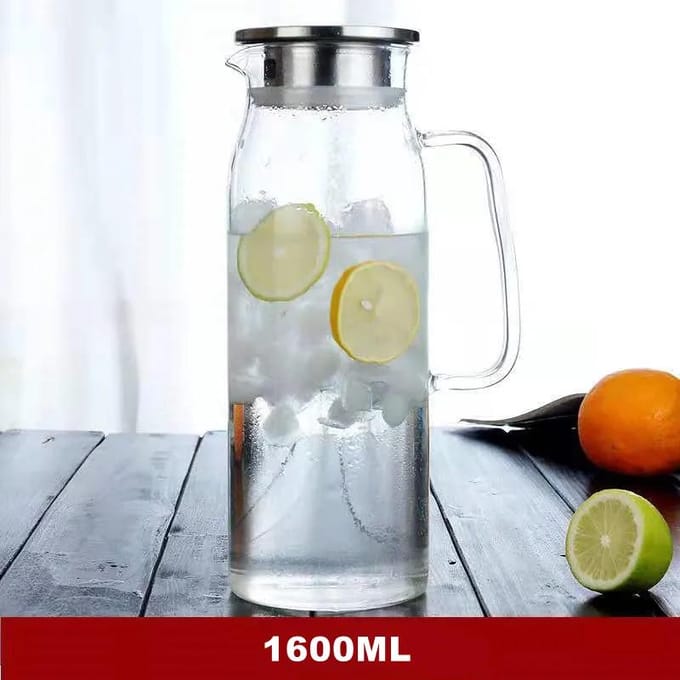 Bouilloire en verre borosilicaté de grande capacité, résistante à la chaleur, pour thé, jus, eau, 1 200 ml, 1 600 ml gray