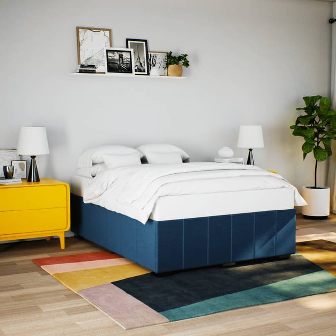 vidaXL - Bedframe - zonder - matras - stof - blauw - 160x200 - cm