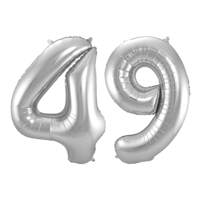 Folieballon 49 jaar - Zilver - 86 cm