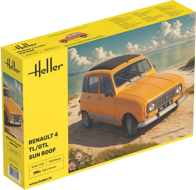 Heller Modelbouwpakket Auto - 82704 Renault 4 TL/GTL met Zonnedak - Auto Plastic - 1:24 - Modelbouw