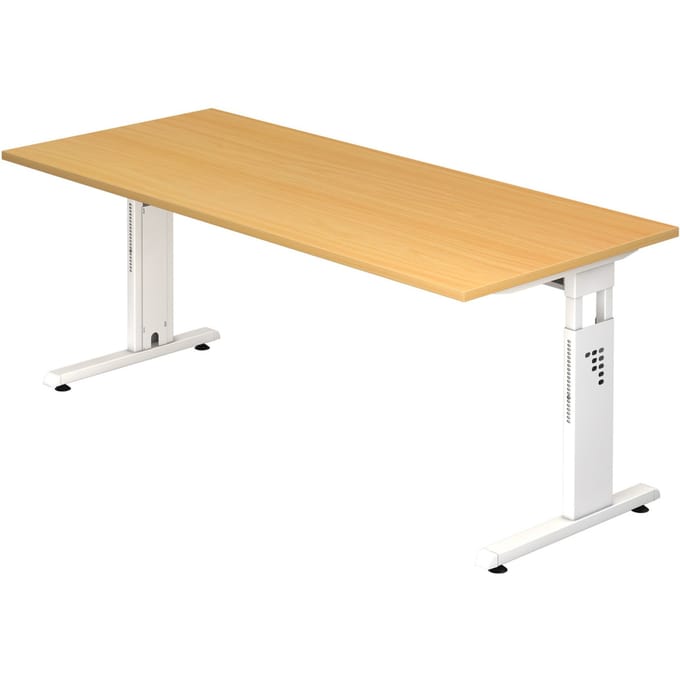 MEGA 19 W - 180 x 80 Tafelhoogte I In hoogte verstelbaar Beuken/Wit