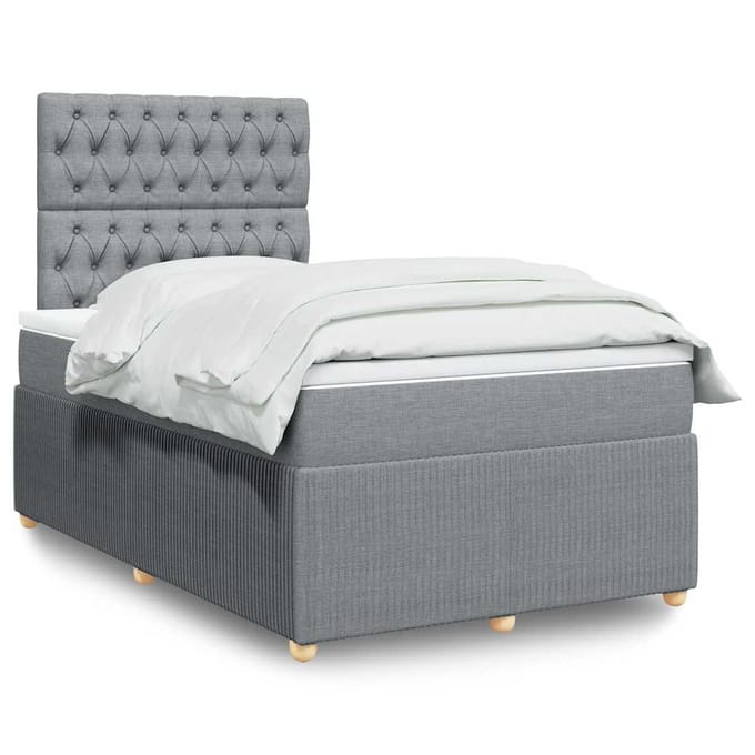 vidaXL - Boxspring - met - matras - stof - lichtgrijs - 120x190 - cm