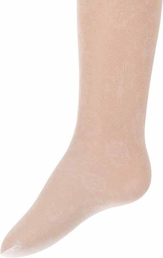 Ewers - Kinderpanty ivoor met bloemmotief - 40 DEN -134/146
