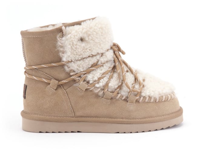 Warmbat Kalbarri Suede lace curly wool boot Dames Laarzen - Ecru