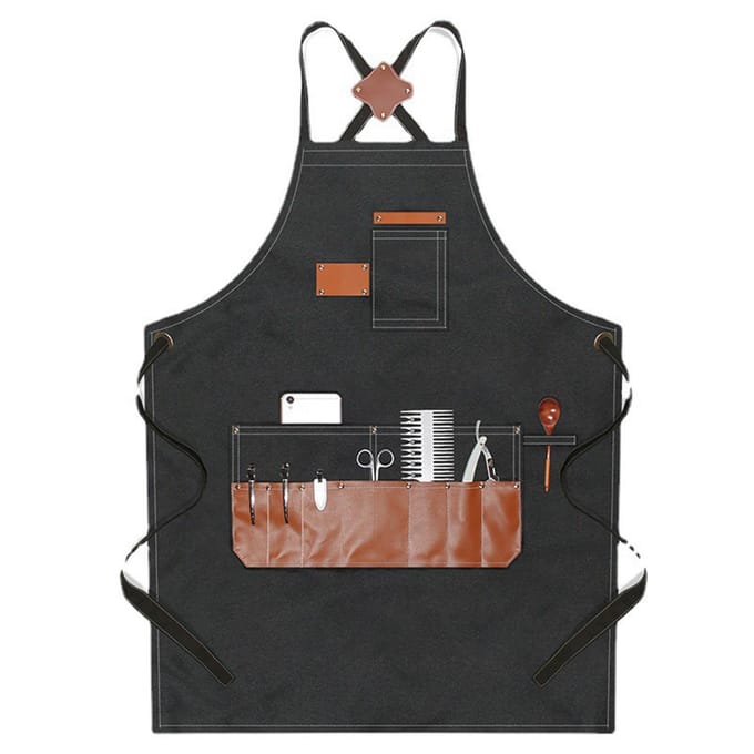 Tablier de barbier multi-poches, imperméable, noir, pour étudiants en art, charpentiers, salons de thé black