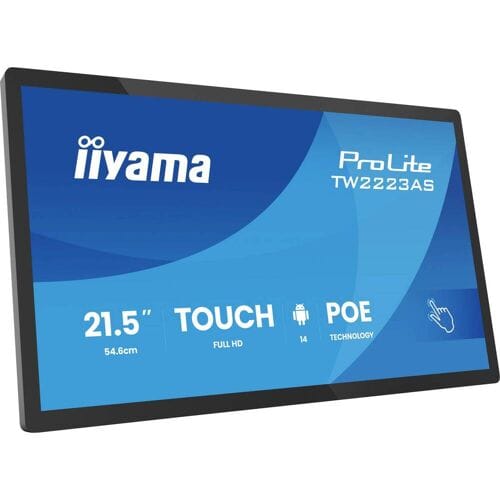 iiyama TW2223AS-B3P beeldkrant Interactief flatscreen 54,6 cm (21.5") Wifi 450 cd/m² Full HD Zwart Touchscreen Type processor Android 24/7