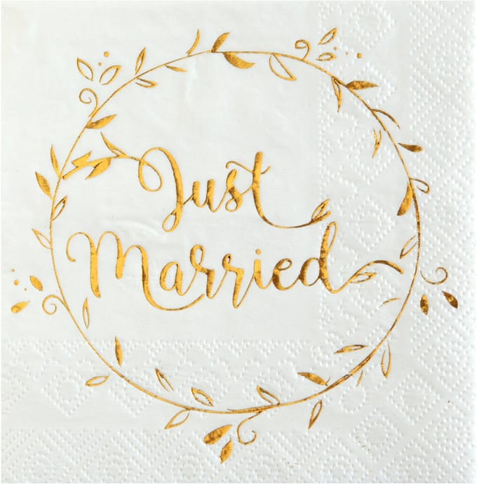 Santex Servetten Just Married goud - 20 stuks