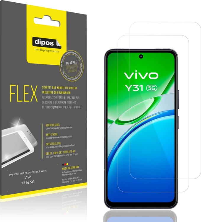 dipos – 2x Beschermfolie geschikt voor Vivo Y31e 5G | 3D Full Cover Screenprotector | 100% Passend