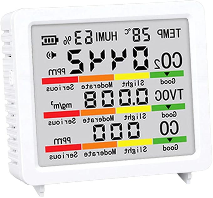 Luchtkwaliteit Tester - CO2 Detector - Binnenklimaat Meten - 5-in-1 Meting - Compact Formaat - Wit