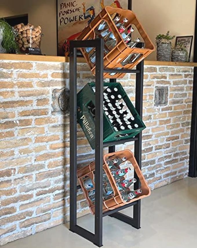 Beverage Crate Holder voor 3 Kratten - Staande Rack 39 x 30 x 140 cm