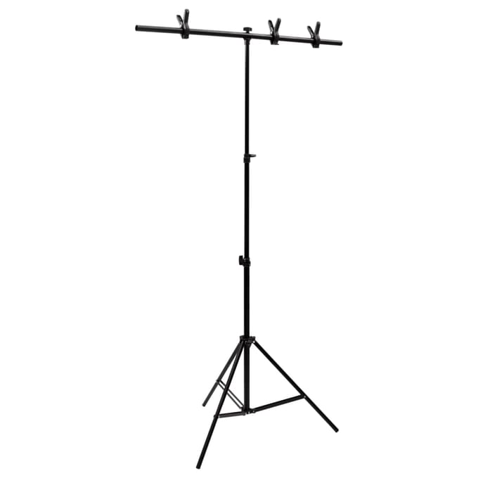 vidaXL - Achtergrondstandaard - T-vormig - 91x60x(70-200) - cm - zwart
