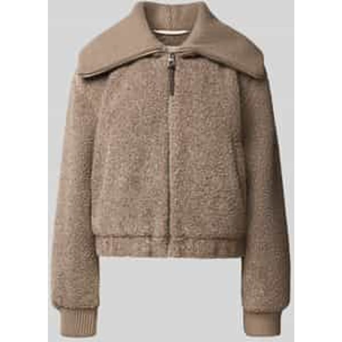 Regular fit teddyjack met gebreide kraag