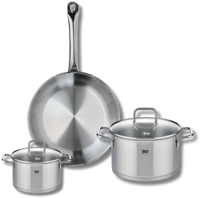 Set van 1 Koekenpan 24 cm en 2 kookpotten 12 en 16 cm Elo Profi Citrin