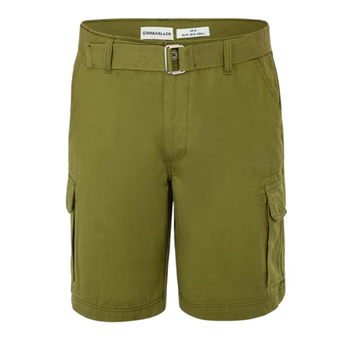 SoulCal Cargo-shorts voor heren met gewassen look (Olijf)