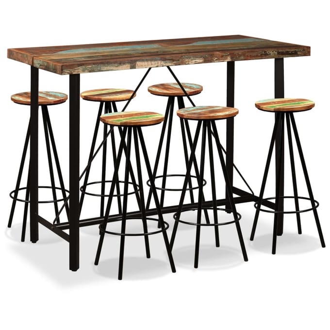 vidaXL - Barset - massief - gerecycled - hout - 7-delig