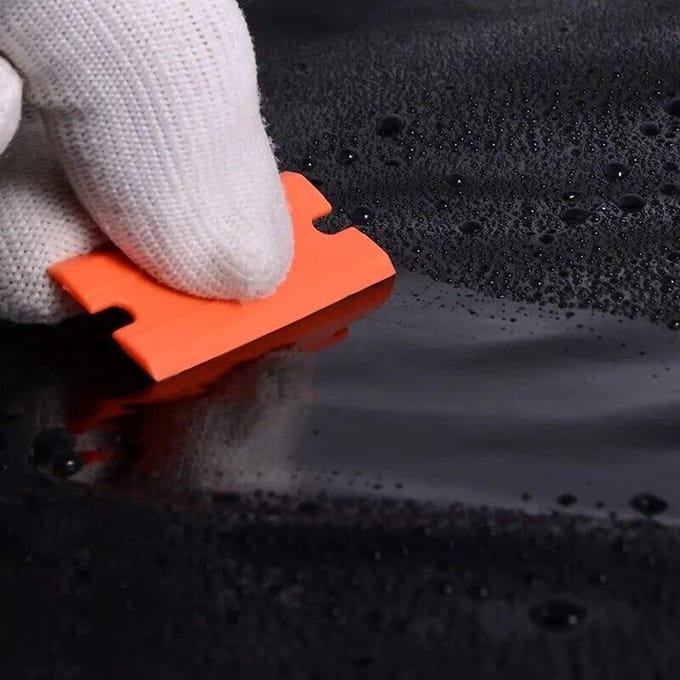 Étiquette de lame de rasoir en plastique Double face, dissolvant de colle pour vitres, grattoir propre pour voiture, raclette autocollante, 100 pièces/ensemble 100pcs red