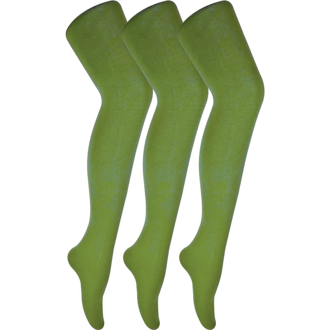 3 paar dames gekleurde ondoorzichtige 80 denier panty's - Khaki