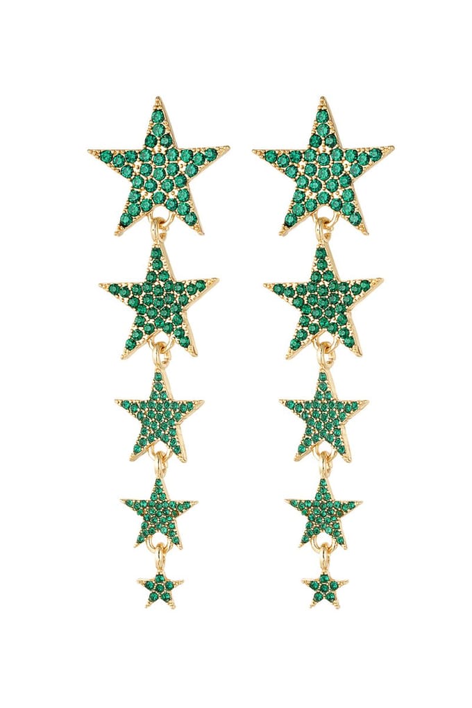 YWG - Shooting stars oorbellen - Goud/Groen