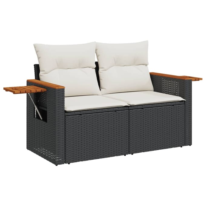 vidaXL - 6-delige - Loungeset - met - kussens - poly - rattan - zwart