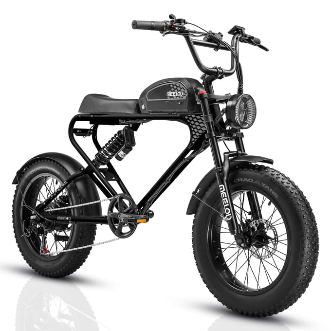 MEELOD DK300 PLUS 20  Retro Bromfietsstijl Elektrische Fiets 48V 20Ah Batterij wit