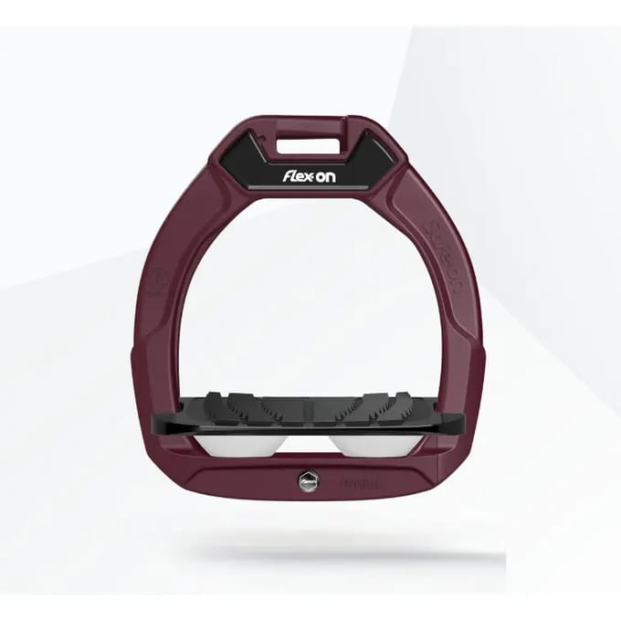 Veiligheidsstijgbeugels Paardrijden Schuin Grip Bordeaux/ zwart/ wit kind Flex-On Safe-On
