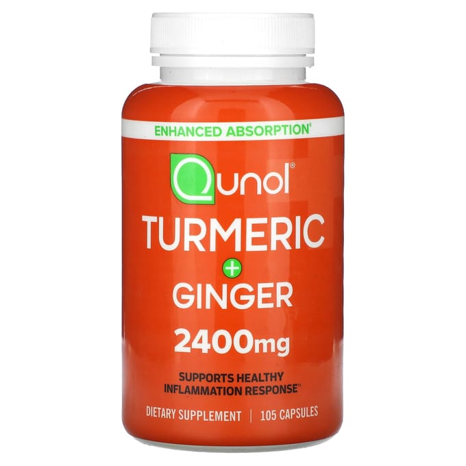 Qunol, Kurkuma + Gember, 2.400 mg, 105 capsules (800 mg per capsule)