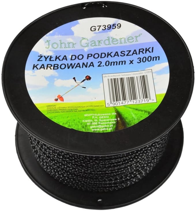 John Gardener Nylon maaidraad - geribbeld - 2.0mm dik - 300m lang - hoge slijtvastheid