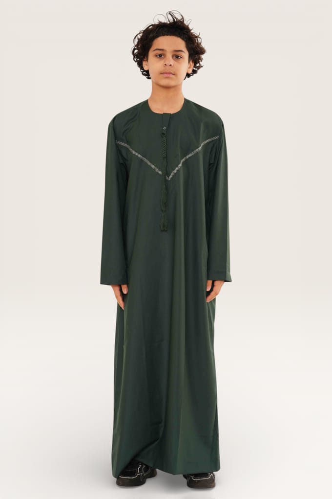 Kinderen jongens groene Eid Marokkaanse Thobe gewaad Djellaba Ramadan Eid Jubba-LFS K-HM10