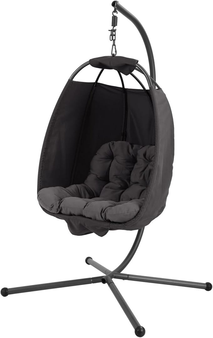 Comfortabele Inklapbare Hangstoel met Frame voor Buiten en Binnen - Donkergrijs