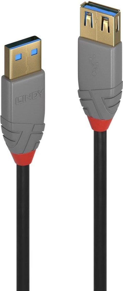 LINDY 36760 USB-kabel USB 3.2 Gen1 USB-A stekker, USB-A bus 0.50 m Zwart