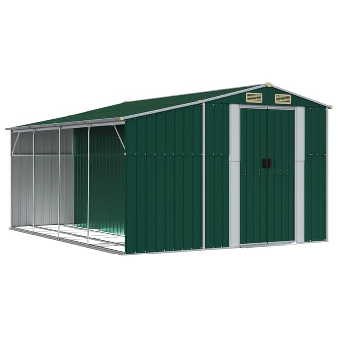 vidaXL - Tuinschuur - 277x365,5x179 - cm - gegalvaniseerd - staal - groen