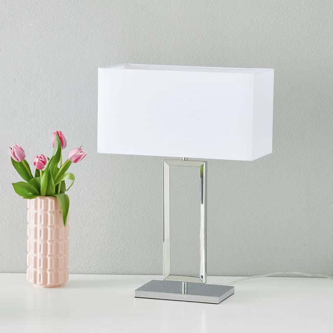 Helestra tafellamp Enna 2, 53 cm hoog, E14, wit, textiel